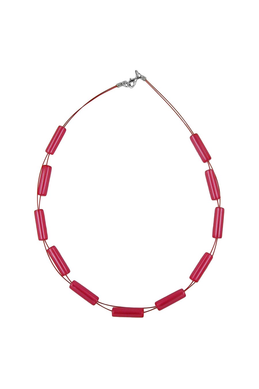 NECKLACE TUBES SHINY RED