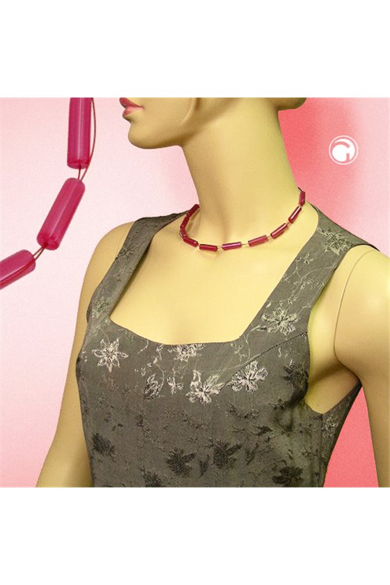 NECKLACE TUBES SHINY RED