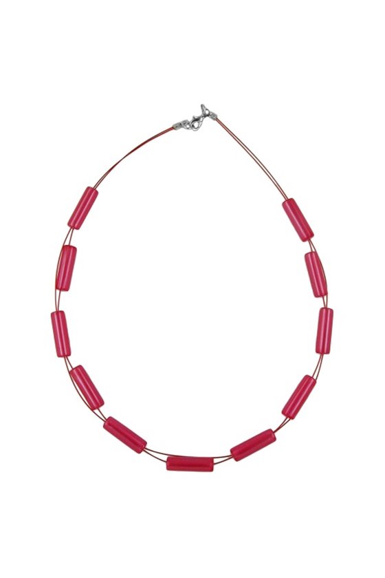 NECKLACE TUBES SHINY RED