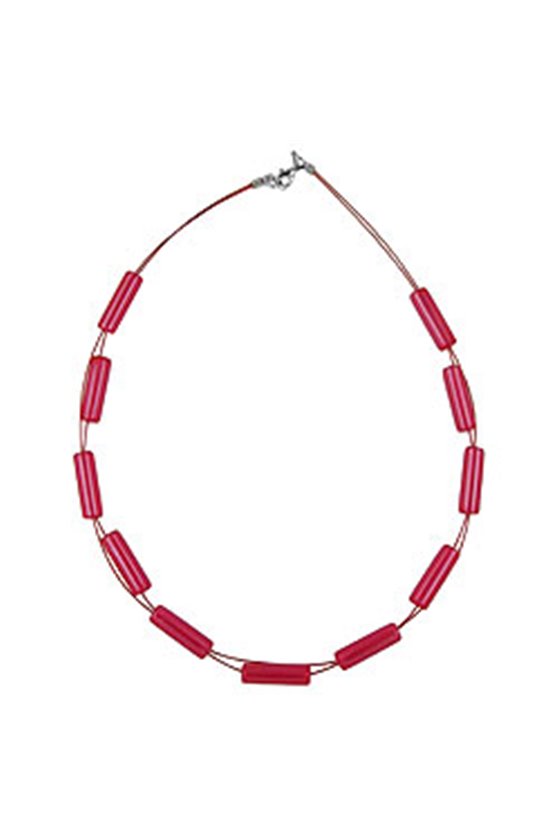 NECKLACE TUBES SHINY RED