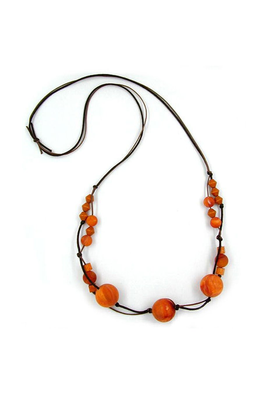 NECKLACE BEADS AMBER COLOURED