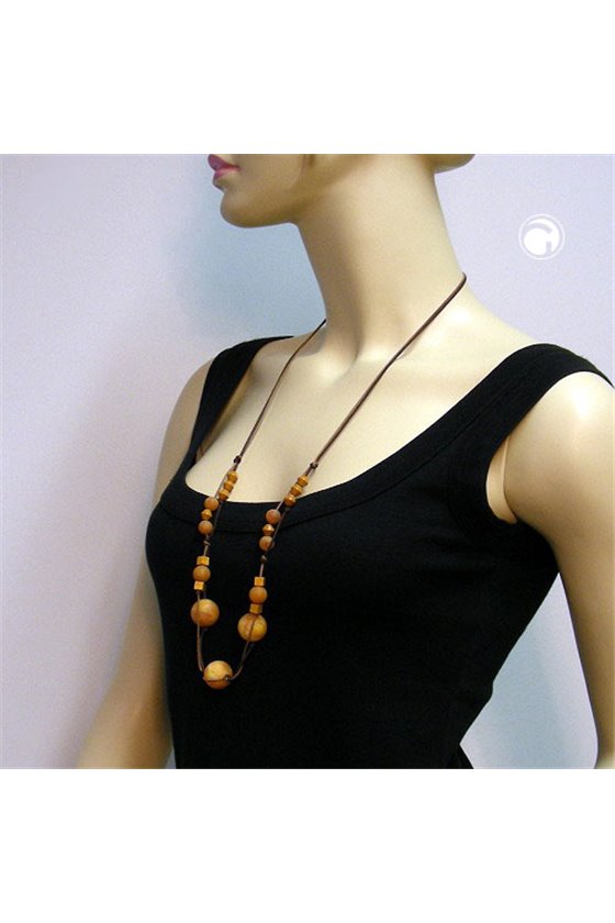 NECKLACE BEADS AMBER COLOURED