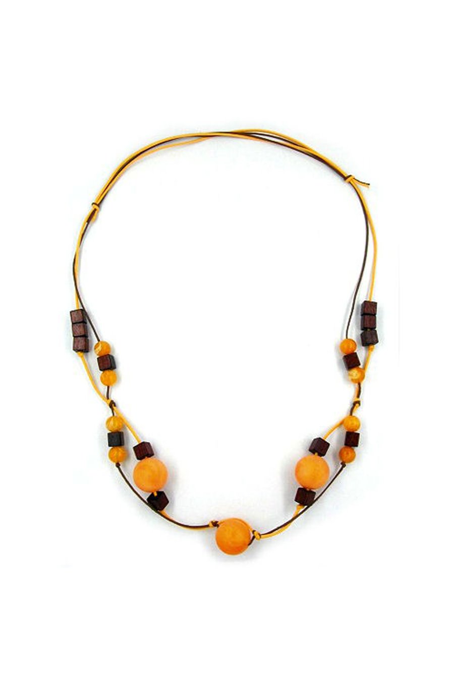 NECKLACE YELLOW BROWN CUBES 100CM