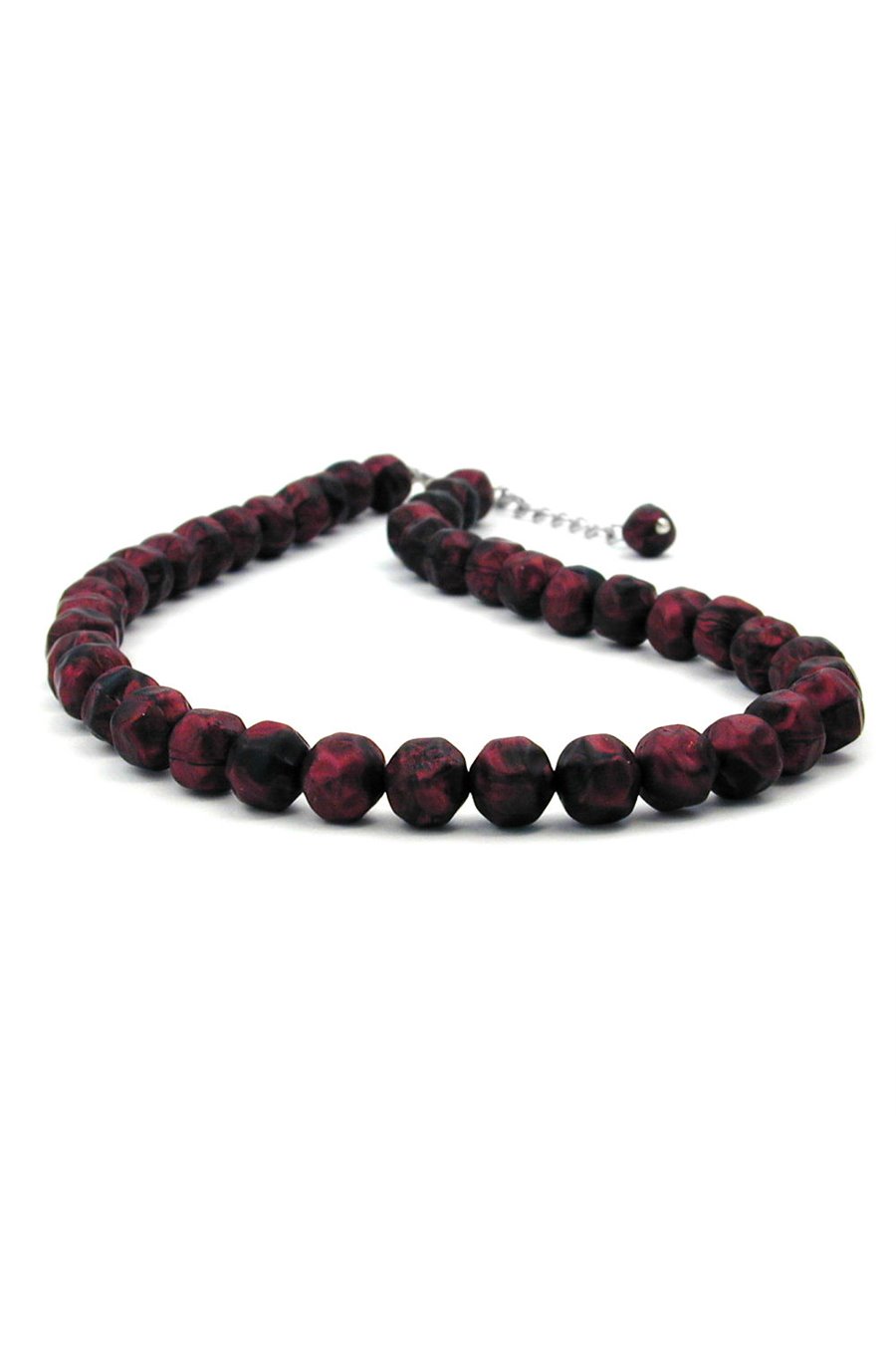 NECKLACE RED/ BLACK BEADS 42 CM