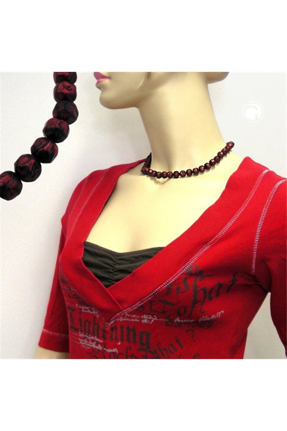 NECKLACE RED/ BLACK BEADS 42 CM