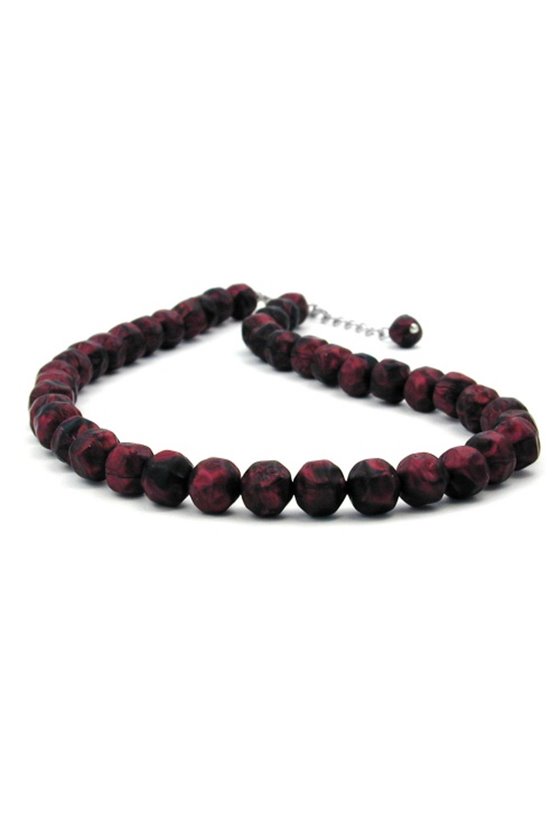 NECKLACE RED/ BLACK BEADS 42 CM