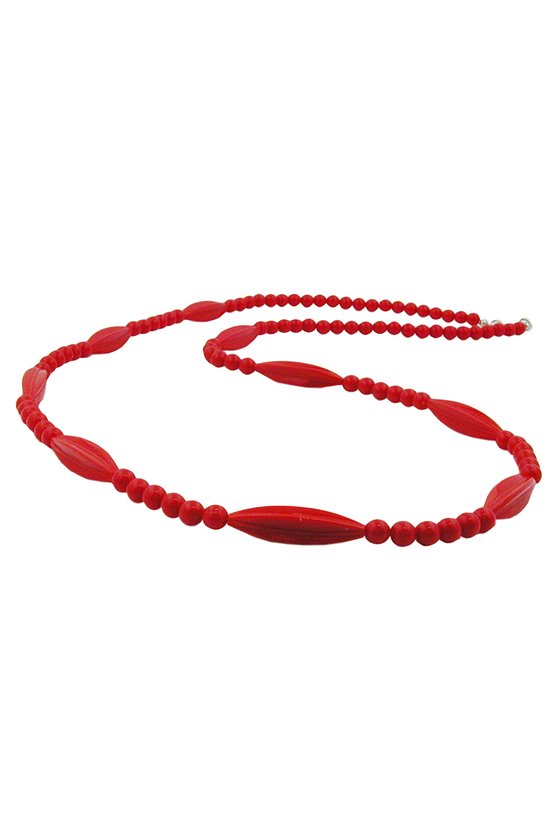 NECKLACE RED BEADS 80CM