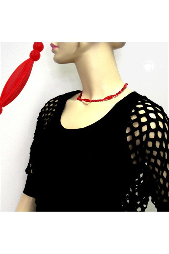 NECKLACE RED BEADS 42CM