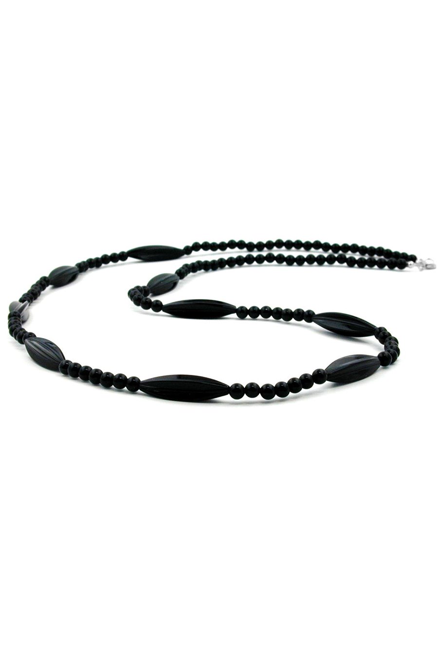 NECKLACE BLACK BEADS 80CM