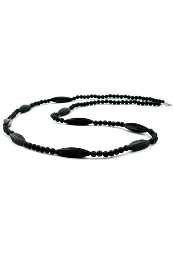 NECKLACE BLACK BEADS 80CM