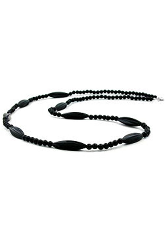 NECKLACE BLACK BEADS 80CM