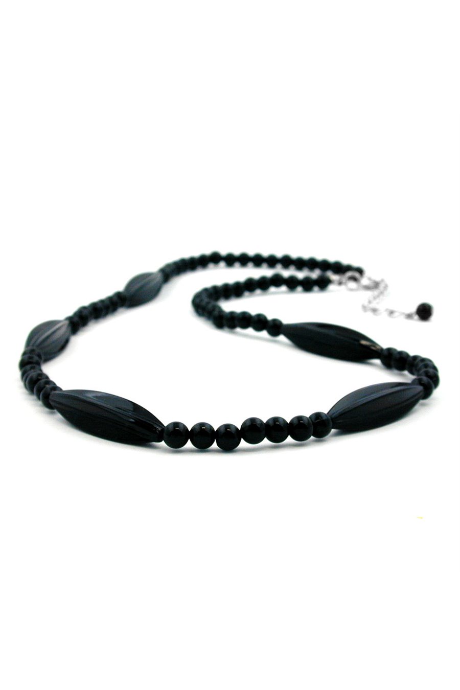 NECKLACE BLACK BEADS 50CM