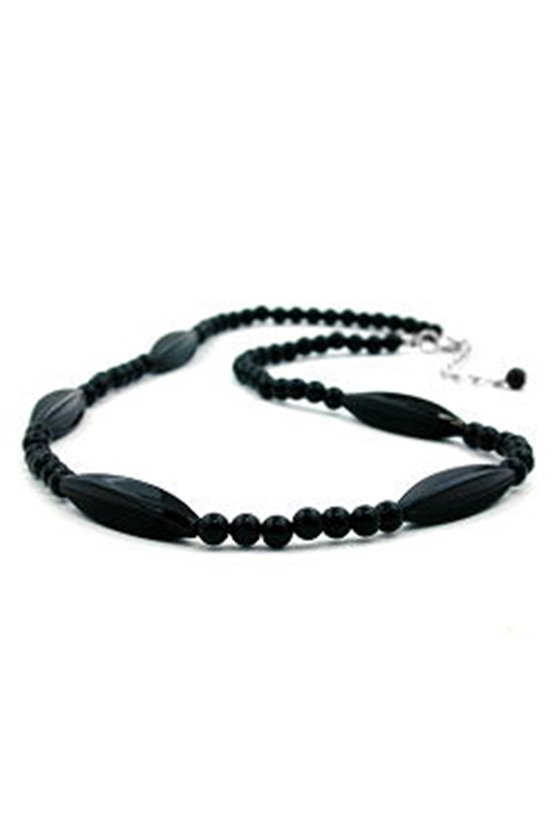 NECKLACE BLACK BEADS 50CM