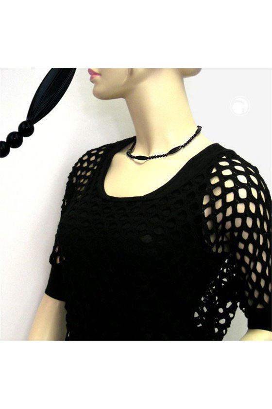 NECKLACE BLACK BEADS 42CM
