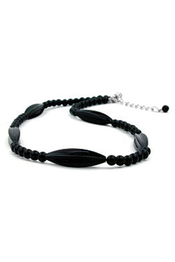 NECKLACE BLACK BEADS 42CM