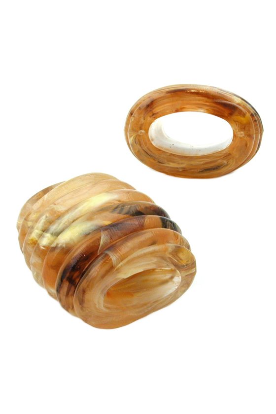 SCARF BEAD SPIRAL MARKING HORN YELLOW BROWN