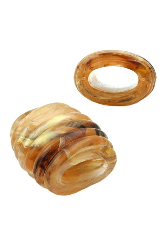 SCARF BEAD SPIRAL MARKING HORN YELLOW BROWN