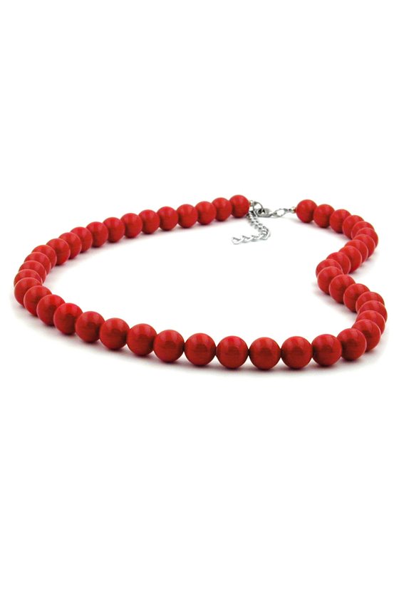 COLLIER PLASTIC BEADS RED-SHINY 42CM