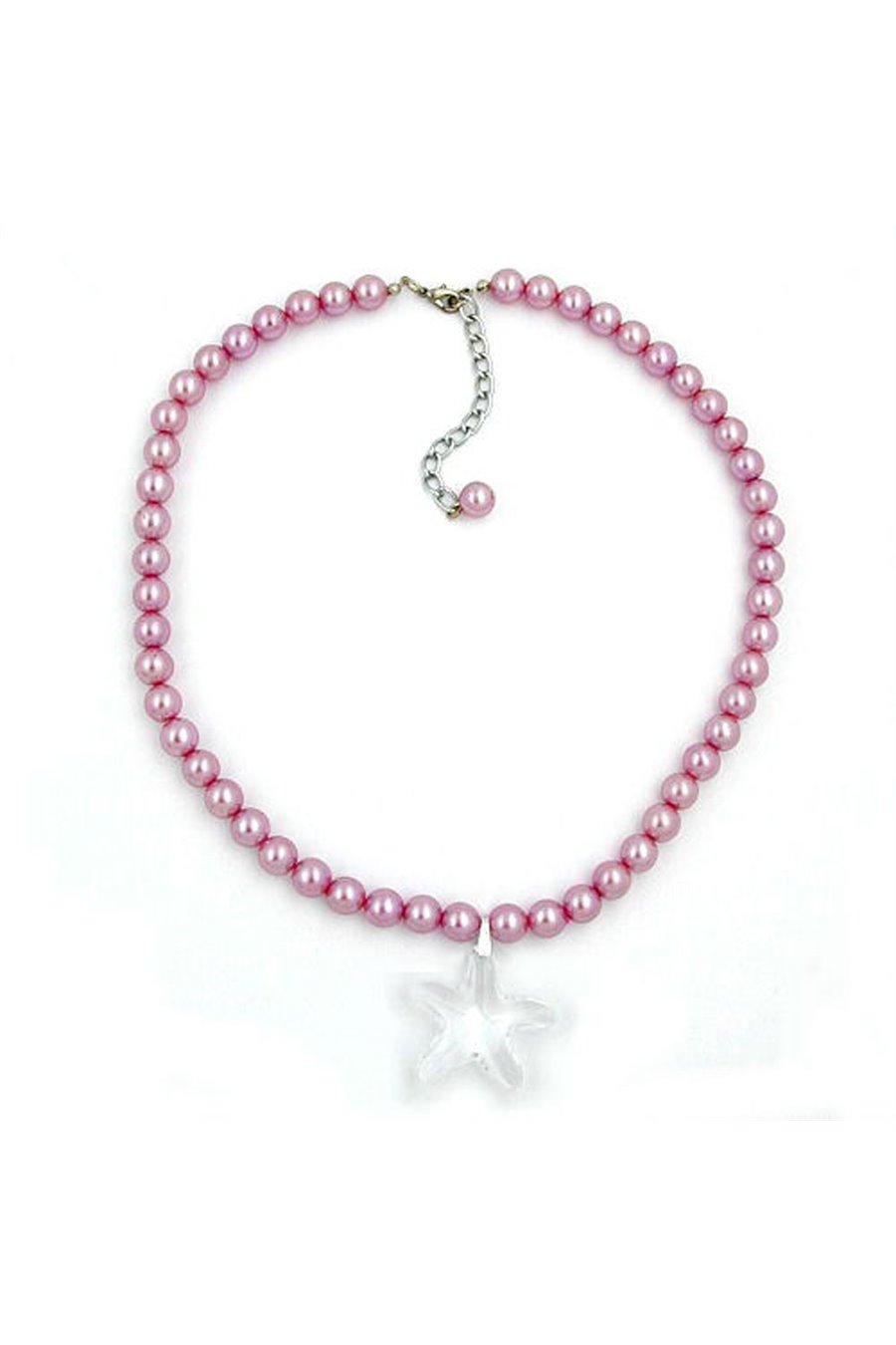 NECKLACE GLASS BEADS STARFISH PINK 45CM