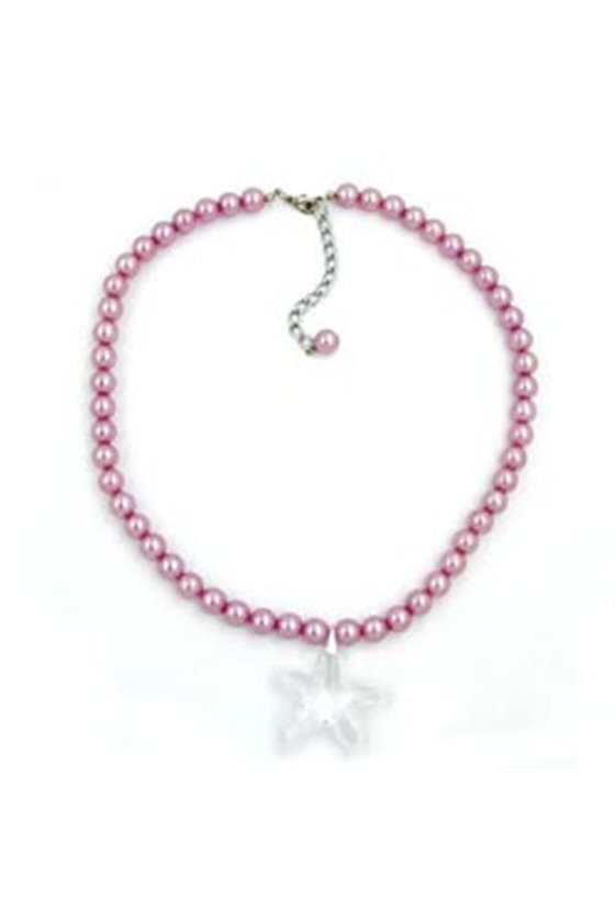 NECKLACE GLASS BEADS STARFISH PINK 45CM