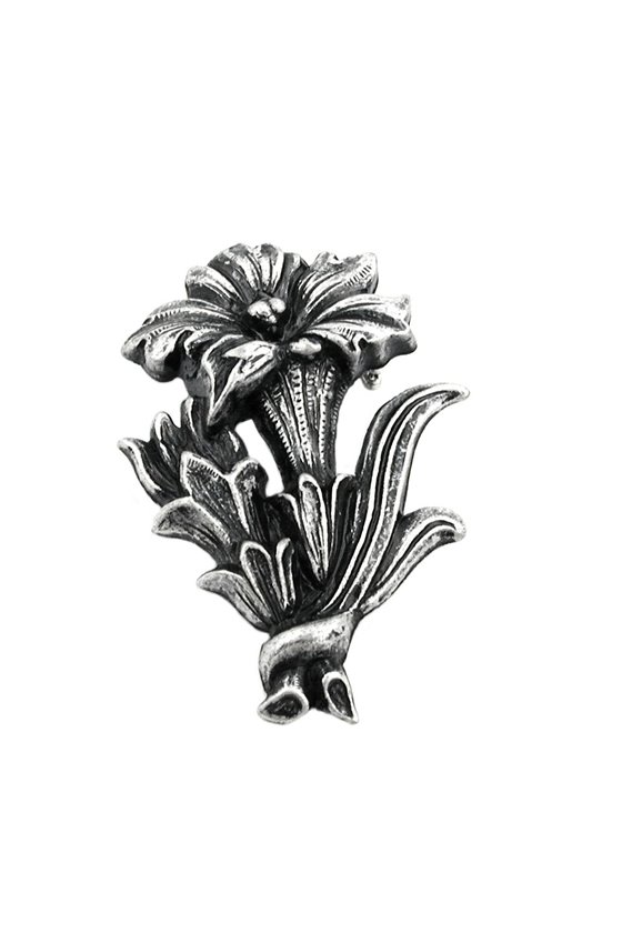 BROOCH GENTIAN ANTIQUE SILVER COLOURED