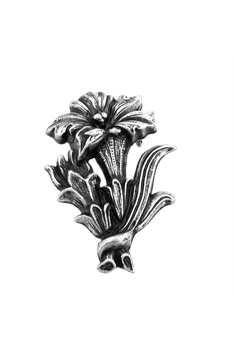 BROOCH GENTIAN ANTIQUE SILVER COLOURED