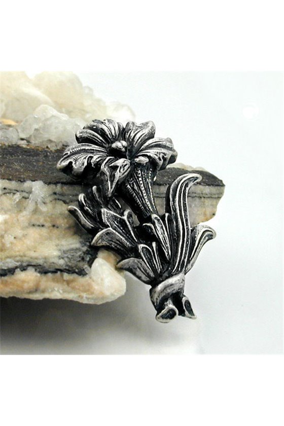 BROOCH GENTIAN ANTIQUE SILVER COLOURED