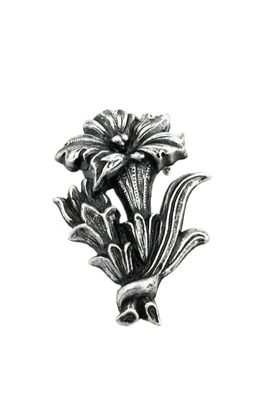 BROOCH GENTIAN ANTIQUE SILVER COLOURED