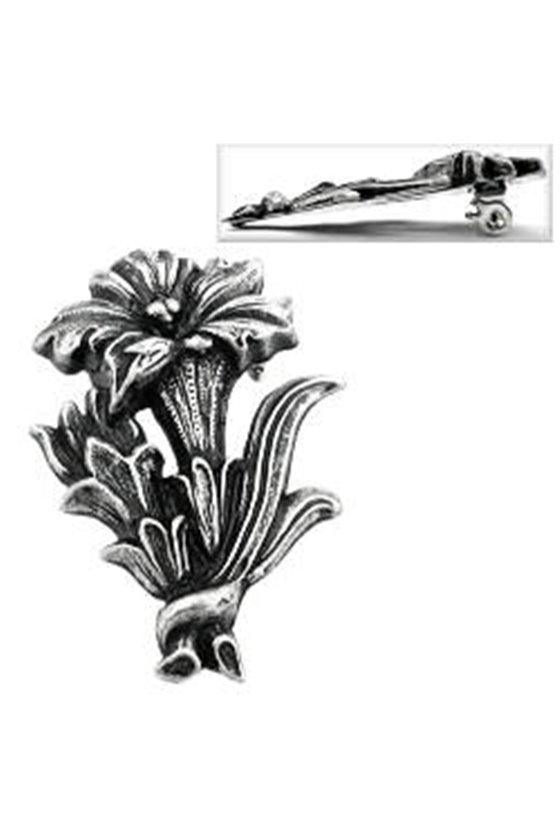 BROOCH GENTIAN ANTIQUE SILVER COLOURED