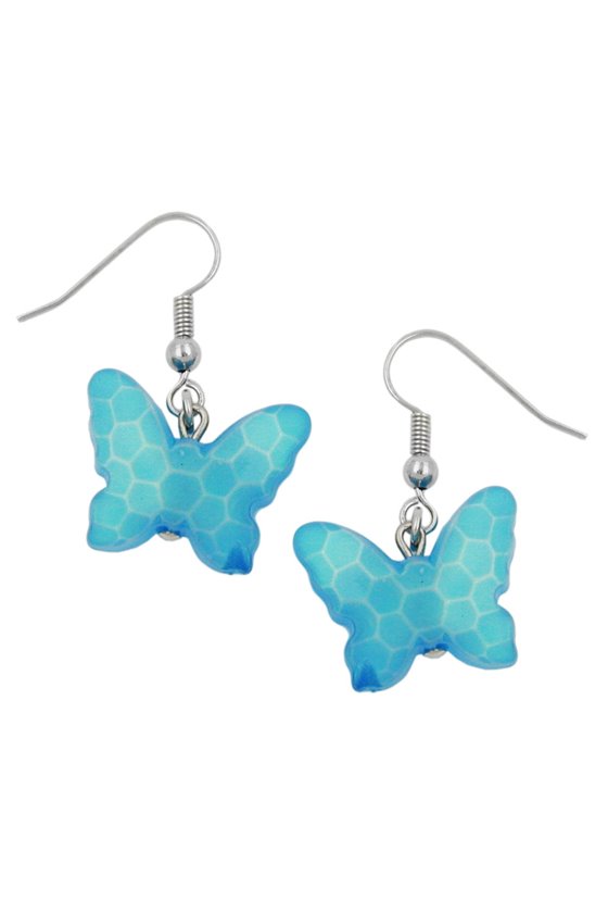 HOOK EARRINGS BUTTERFLY LIGHT BLUE
