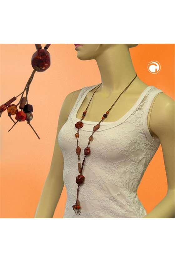NECKLACE BROWN RUSTY BROWN 95CM