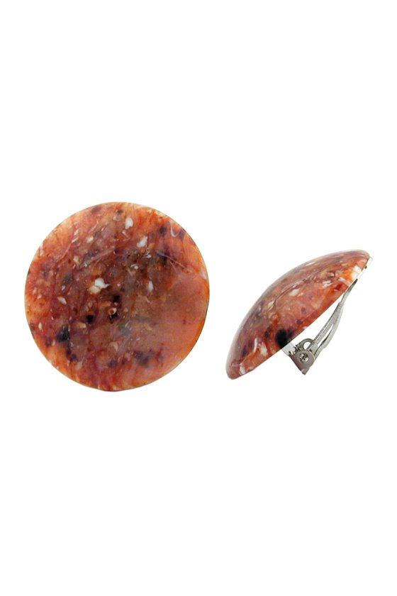 CLIP-ON EARRING ROUND RED BROWN BLACK WHITE 30MM