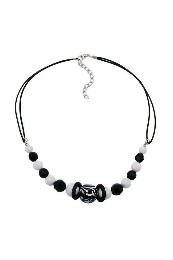 NECKLACE BEADED BLACK AND WHITE