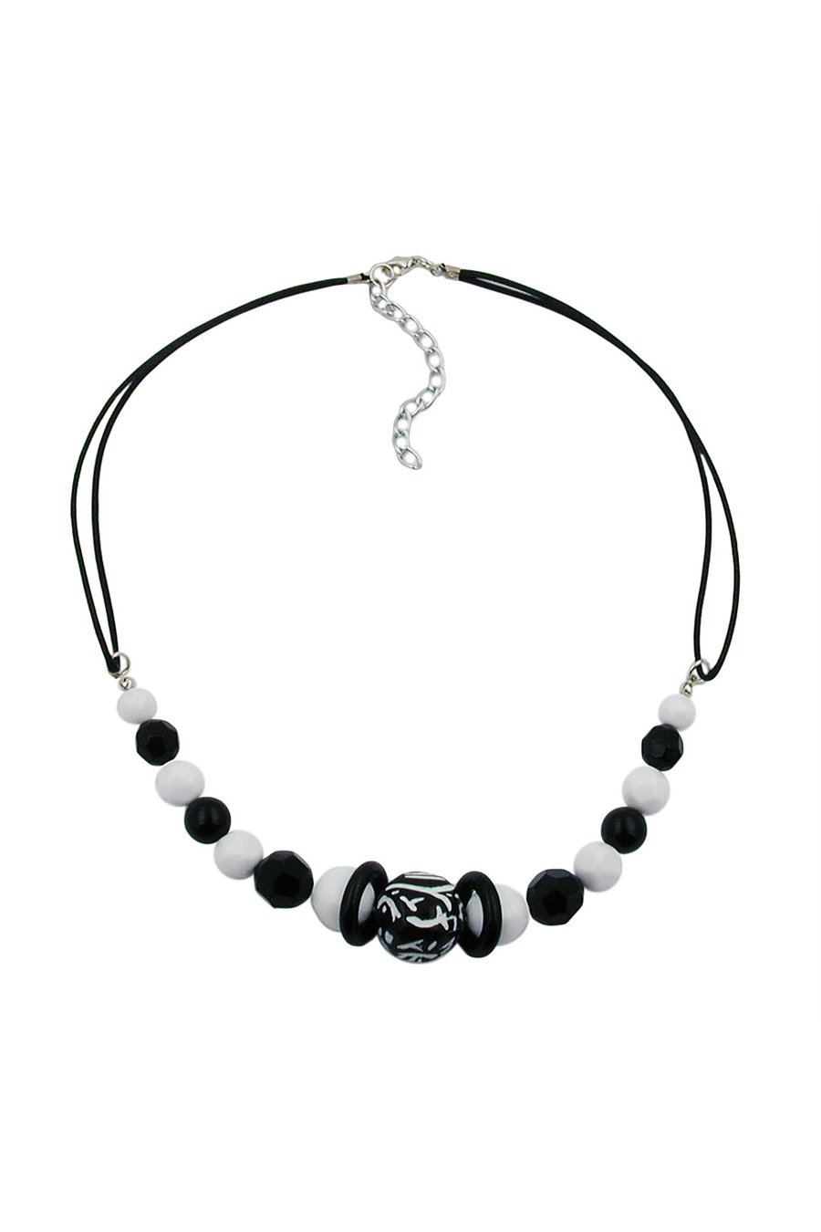 NECKLACE BEADED BLACK AND WHITE