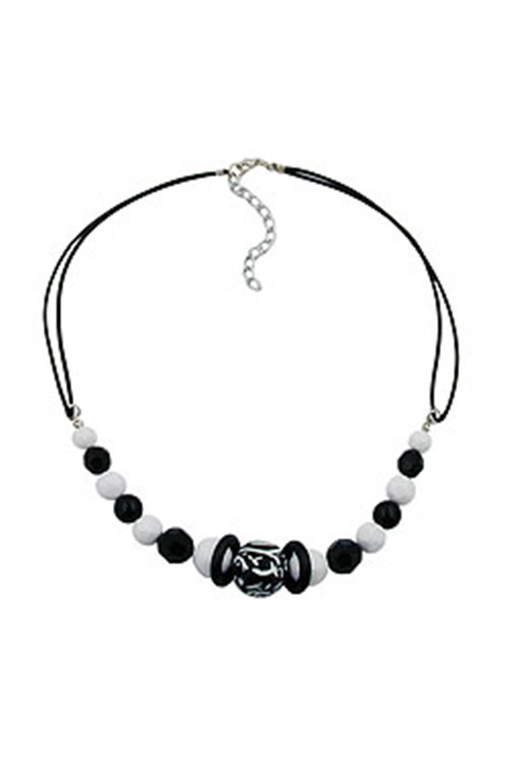 NECKLACE BEADED BLACK AND WHITE