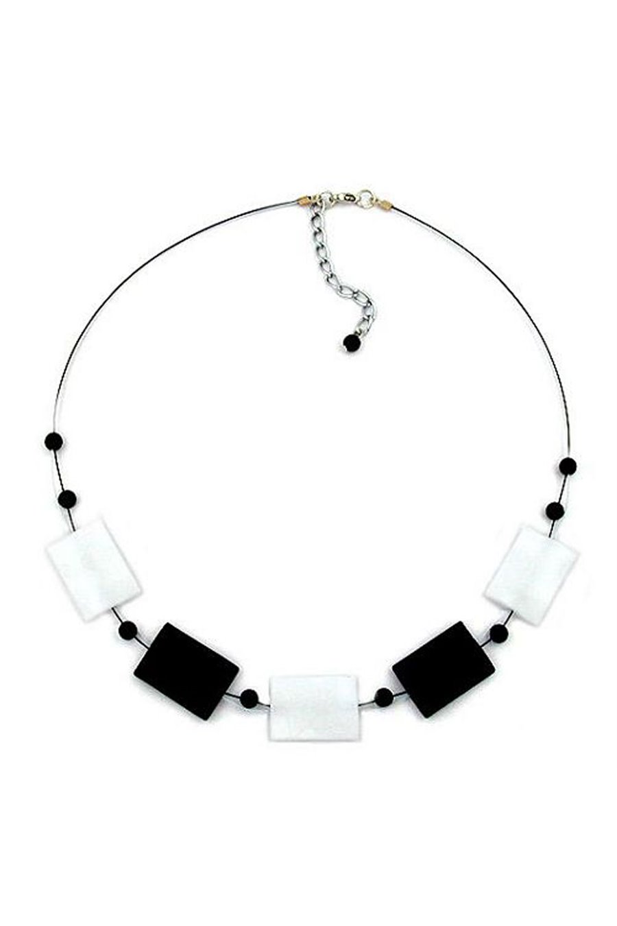 NECKLACE BLACK AND WHITE BEADS 45CM