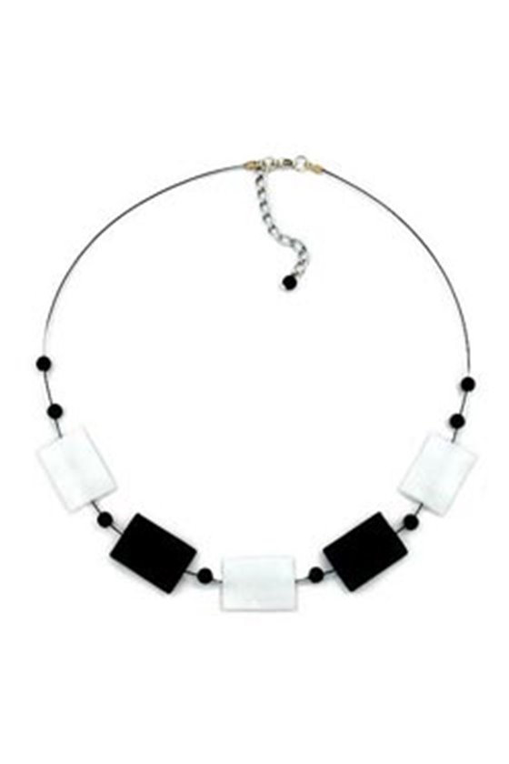 NECKLACE BLACK AND WHITE BEADS 45CM