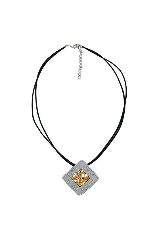 NECKLACE SQUARE SILVER-GOLD 45CM