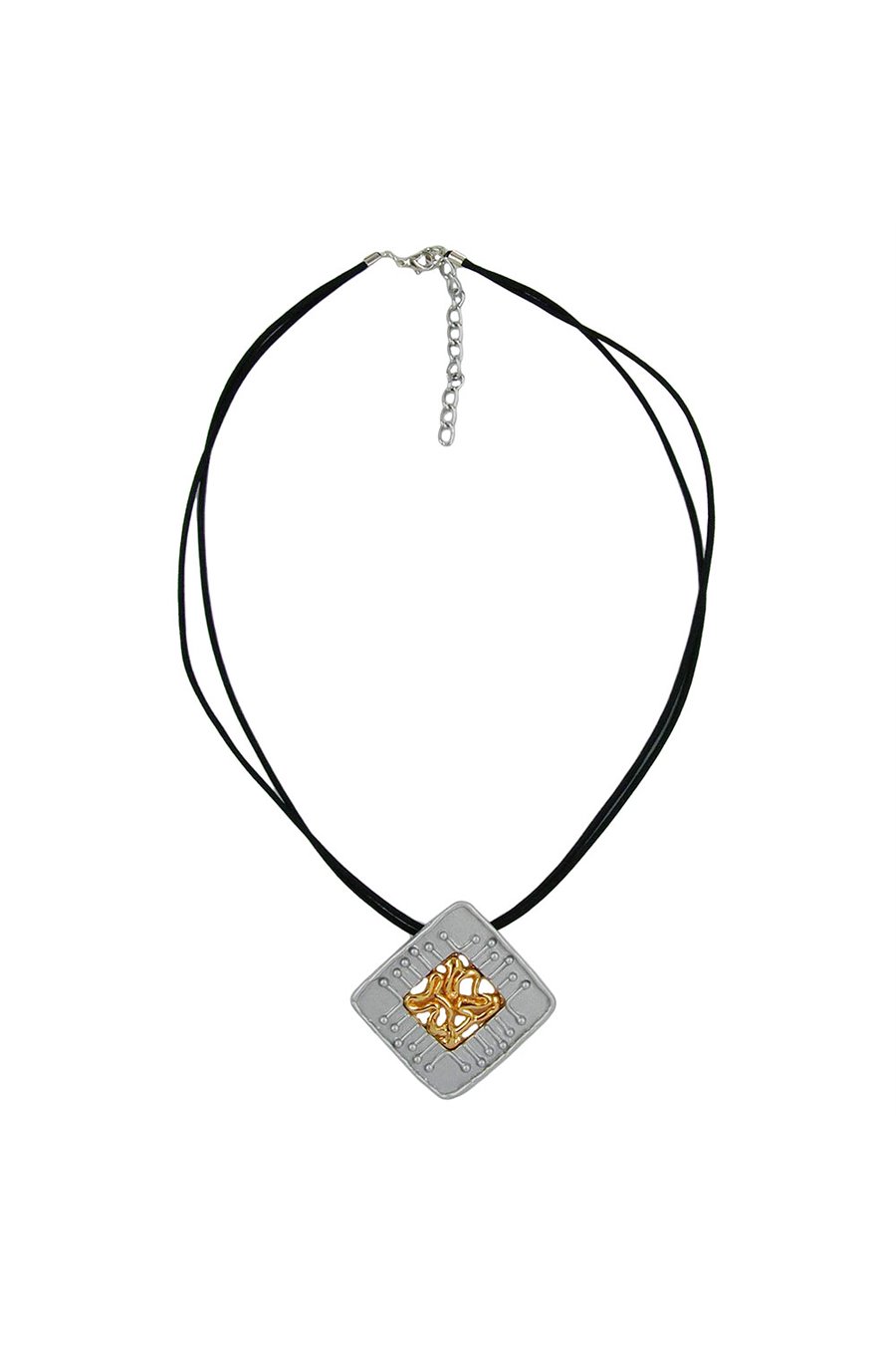 NECKLACE SQUARE SILVER-GOLD 45CM