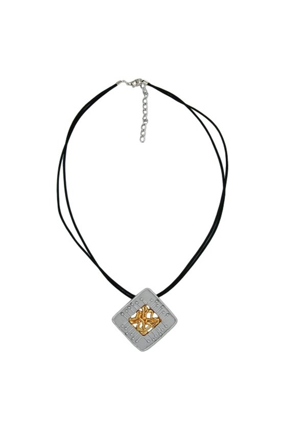 NECKLACE SQUARE SILVER-GOLD 45CM