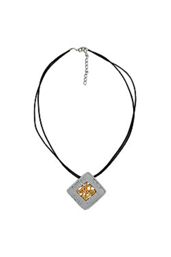 NECKLACE SQUARE SILVER-GOLD 45CM