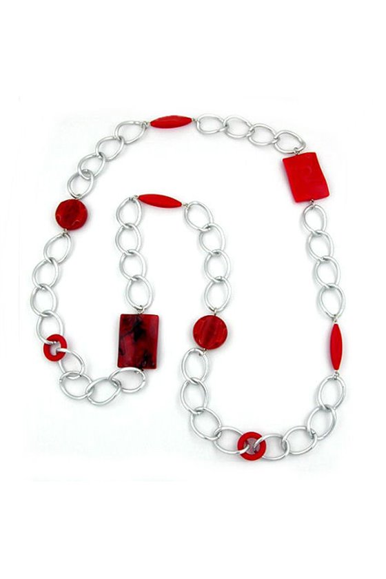 NECKLACE CURB CHAIN BEADS 98CM
