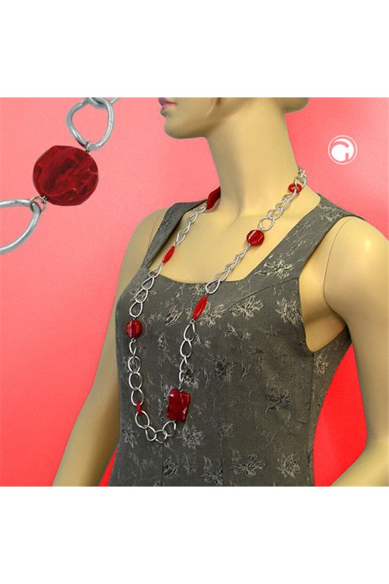 NECKLACE CURB CHAIN BEADS 98CM