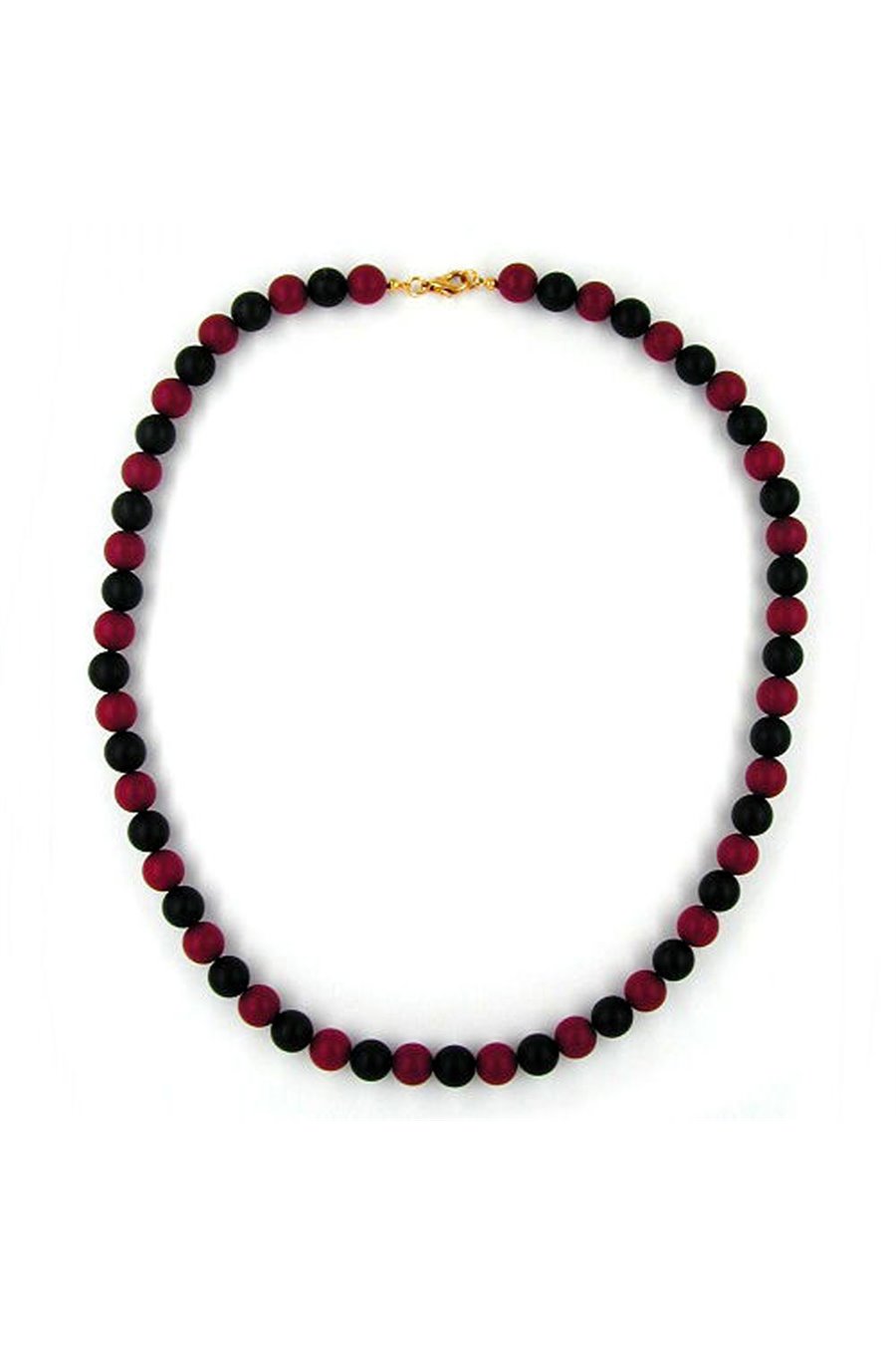 NECKLACE BEADS 10MM CLARET AND BLACK