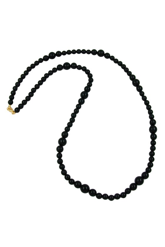 NECKLACE BEADS SHINY BLACK 88CM