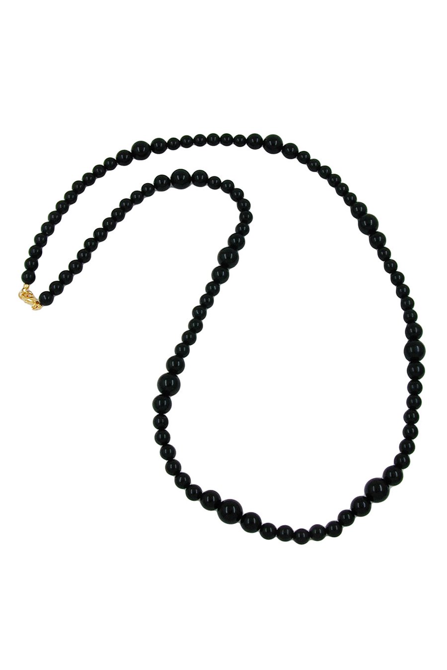 NECKLACE BEADS SHINY BLACK 88CM