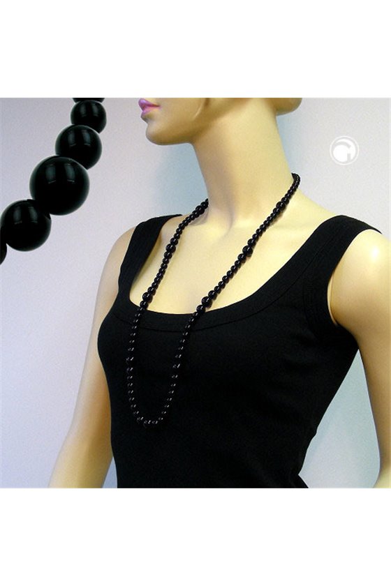 NECKLACE BEADS SHINY BLACK 88CM