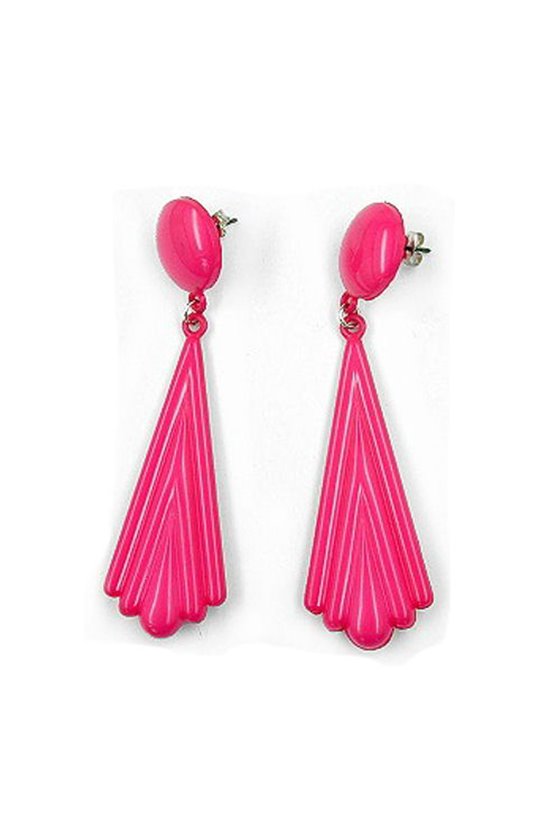 EARRINGS PINK STUDS WITH PENDANT