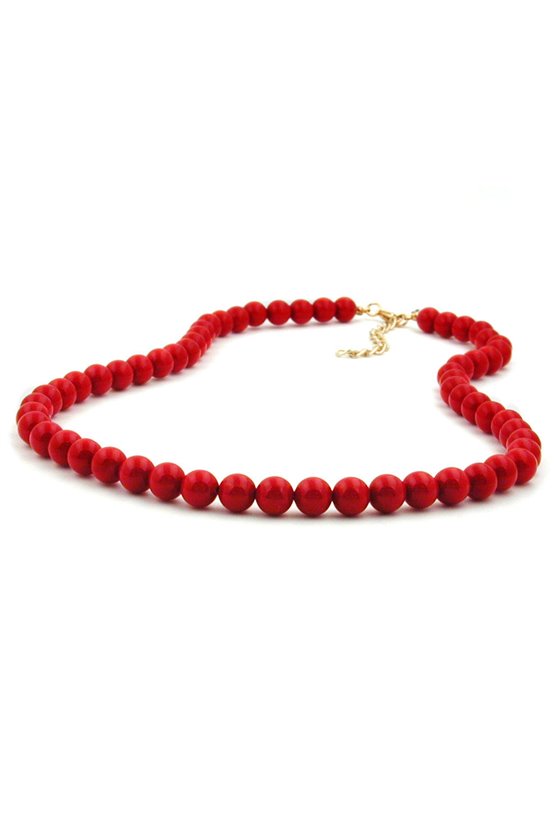 NECKLACE BEADS 8MM RED & GLOSSY