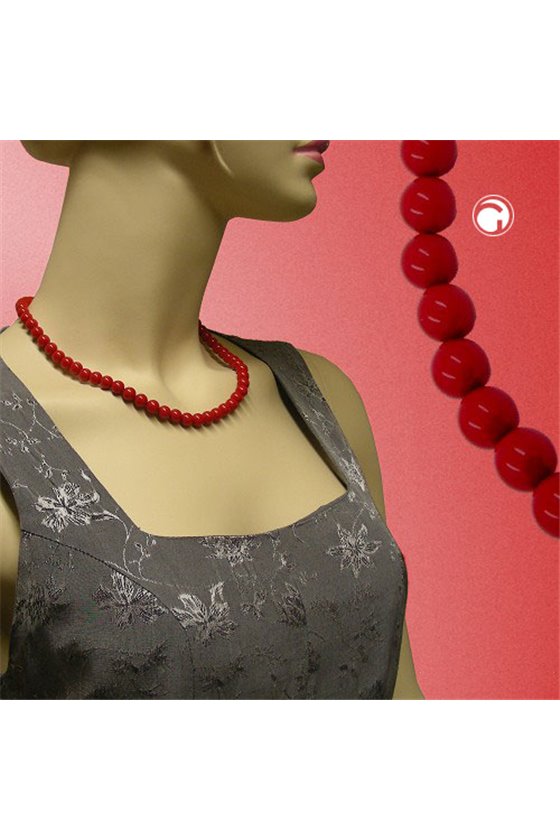 NECKLACE BEADS 8MM RED & GLOSSY